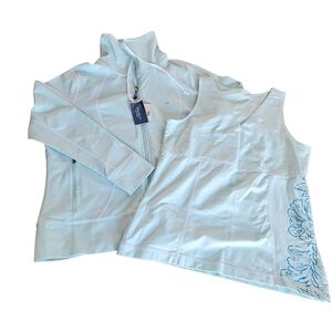 Eddie Bauer Women's Mint Green Full Zip Athletic Jacket Sz XXL & Tank Sz XL
